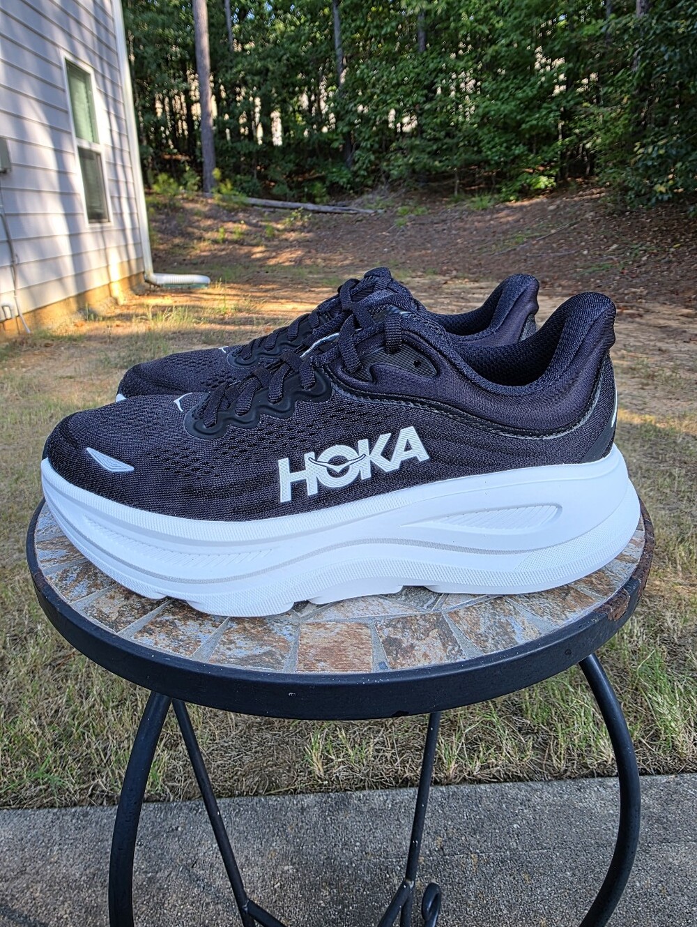 Hoka Bondi 9 1162012 BWHT Black/White Running Shoes Women's Size 7.5 B Worn 1x - Picture 3 of 9